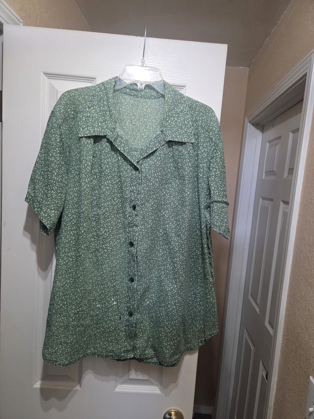 4 for $10, Women's Sage Green Short Sleeve Button-Down Shirt